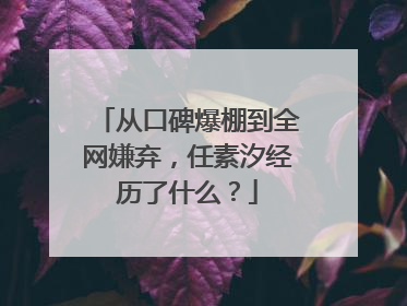 从口碑爆棚到全网嫌弃,任素汐经历了什么?