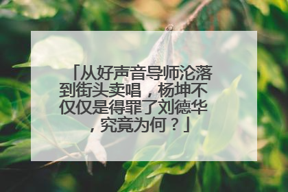从好声音导师沦落到街头卖唱，杨坤不仅仅是得罪了刘德华，究竟为何？