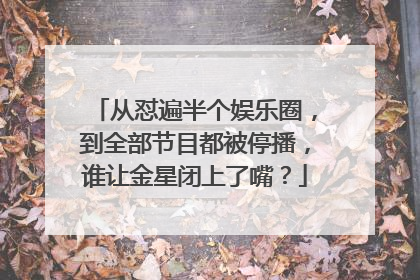 从怼遍半个娱乐圈,到全部节目都被停播,谁让金星闭上了嘴?