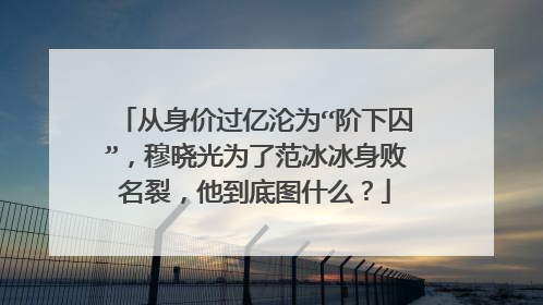 从身价过亿沦为“阶下囚”,穆晓光为了范冰冰身败名裂,他到底图什么?