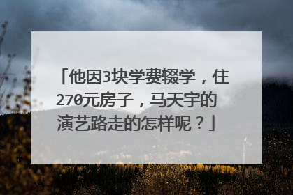 他因3块学费辍学,住270元房子,马天宇的演艺路走的怎样呢?