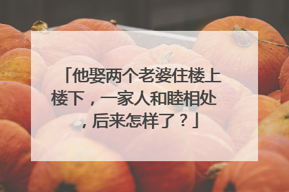 他娶两个老婆住楼上楼下,一家人和睦相处,后来怎样了?