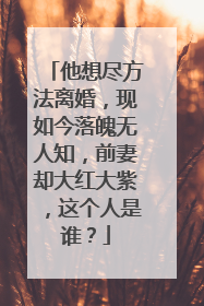 他想尽方法离婚,现如今落魄无人知,前妻却大红大紫,这个人是谁?