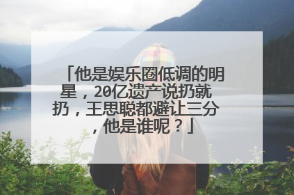 他是娱乐圈低调的明星，20亿遗产说扔就扔，王思聪都避让三分，他是谁呢？