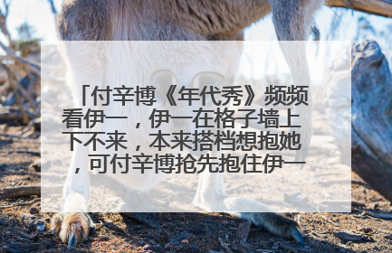 付辛博《年代秀》频频看伊一，伊一在格子墙上下不来，本来搭档想抱她，可付辛博抢先抱住伊一，付辛博是...