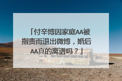 付辛博因家庭AA被指责而退出微博,婚后AA真的离谱吗?