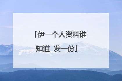 伊一个人资料谁知道 发一份