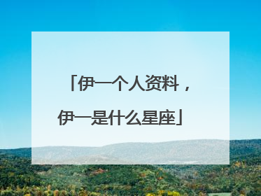 伊一个人资料，伊一是什么星座