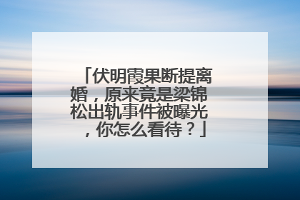 伏明霞果断提离婚,原来竟是梁锦松出轨事件被曝光,你怎么看待?