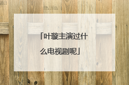 叶璇主演过什么电视剧呢
