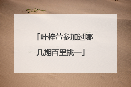 叶梓萱参加过哪几期百里挑一