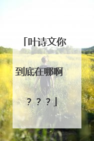 叶诗文你到底在哪啊？？？