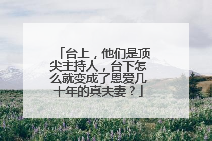 台上，他们是顶尖主持人，台下怎么就变成了恩爱几十年的真夫妻？