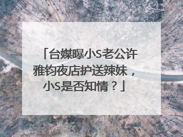 台媒曝小S老公许雅钧夜店护送辣妹，小S是否知情？