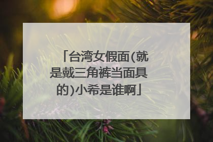 台湾女假面(就是戴三角裤当面具的)小希是谁啊