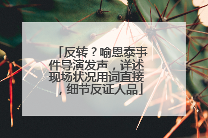反转？喻恩泰事件导演发声，详述现场状况用词直接，细节反证人品