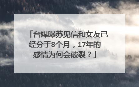 台媒曝苏见信和女友已经分手8个月，17年的感情为何会破裂？