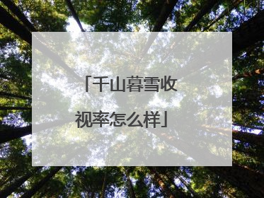 千山暮雪收视率怎么样