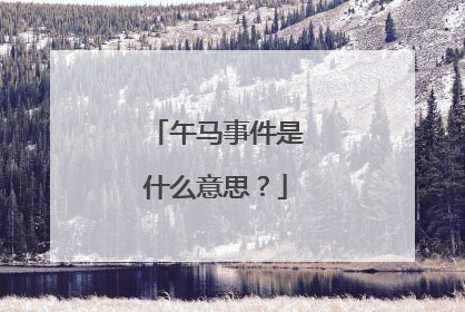午马事件是什么意思？
