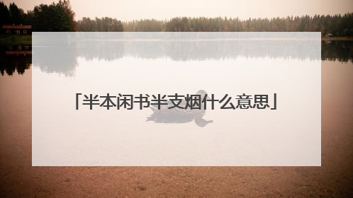 半本闲书半支烟什么意思