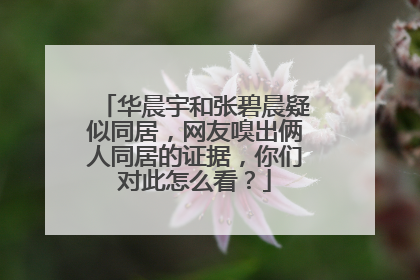 华晨宇和张碧晨疑似同居，网友嗅出俩人同居的证据，你们对此怎么看？