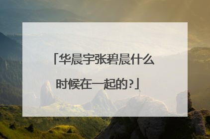 华晨宇张碧晨什么时候在一起的?