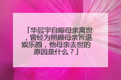 华晨宇自曝母亲离世，曾经为照顾母亲暂退娱乐圈，他母亲去世的原因是什么？