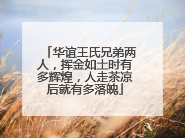 华谊王氏兄弟两人，挥金如土时有多辉煌，人走茶凉后就有多落魄