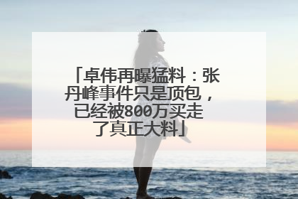 卓伟再曝猛料：张丹峰事件只是顶包，已经被800万买走了真正大料