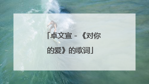 卓文宣-《对你的爱》的歌词