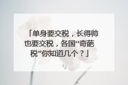 单身要交税，长得帅也要交税，各国“奇葩税”你知道几个？