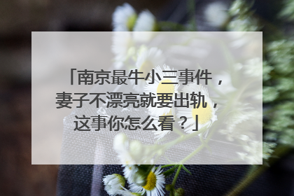 南京最牛小三事件，妻子不漂亮就要出轨，这事你怎么看？