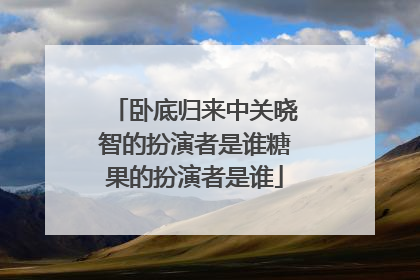 卧底归来中关晓智的扮演者是谁糖果的扮演者是谁