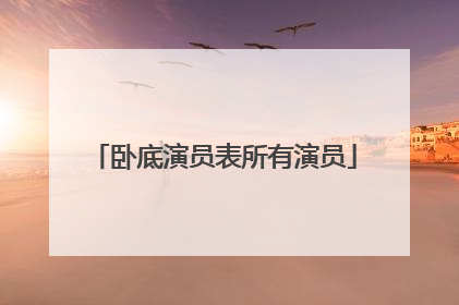 卧底演员表所有演员