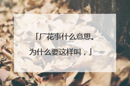 厂花事什么意思。为什么要这样叫,