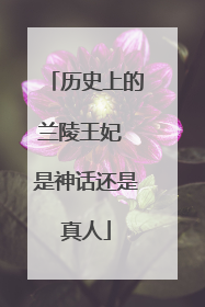 历史上的兰陵王妃 是神话还是真人