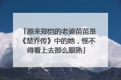 原来郑恺的老婆苗苗是《楚乔传》中的她，怪不得看上去那么眼熟