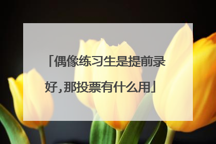 偶像练习生是提前录好,那投票有什么用