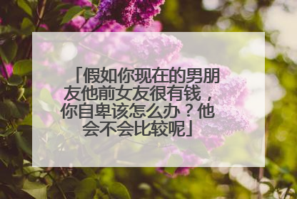 假如你现在的男朋友他前女友很有钱,你自卑该怎么办?他会不会比较呢