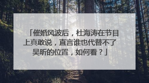 催婚风波后,杜海涛在节目上真敢说,直言谁也代替不了吴昕的位置,如何看?