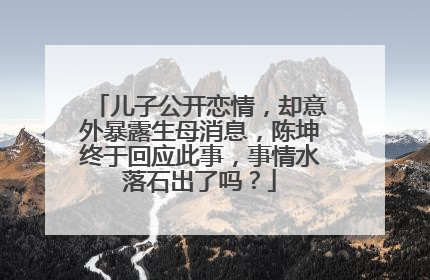 儿子公开恋情，却意外暴露生母消息，陈坤终于回应此事，事情水落石出了吗？