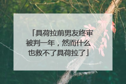 具荷拉前男友终审被判一年，然而什么也救不了具荷拉了