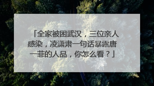 全家被困武汉，三位亲人感染，凌潇肃一句话暴露唐一菲的人品，你怎么看？