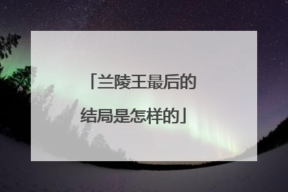 兰陵王最后的结局是怎样的