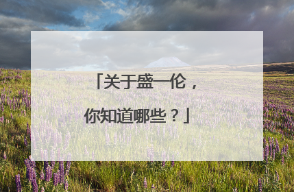 关于盛一伦，你知道哪些？