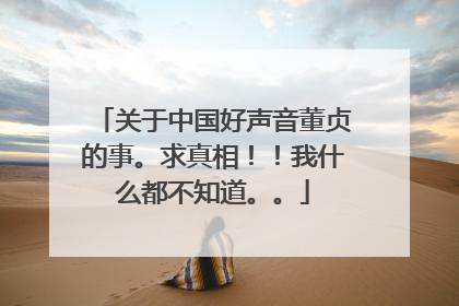 关于中国好声音董贞的事。求真相！！我什么都不知道。。