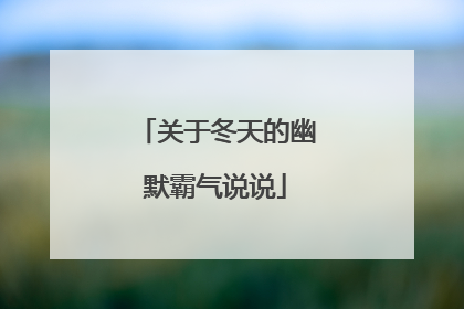 关于冬天的幽默霸气说说