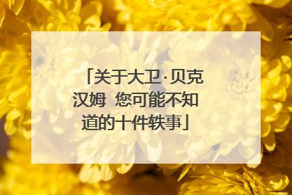 关于大卫·贝克汉姆 您可能不知道的十件轶事