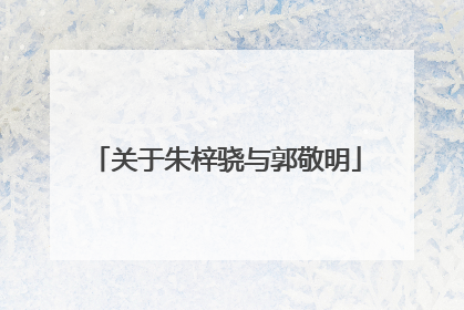 关于朱梓骁与郭敬明