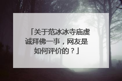 关于范冰冰寺庙虔诚拜佛一事，网友是如何评价的？